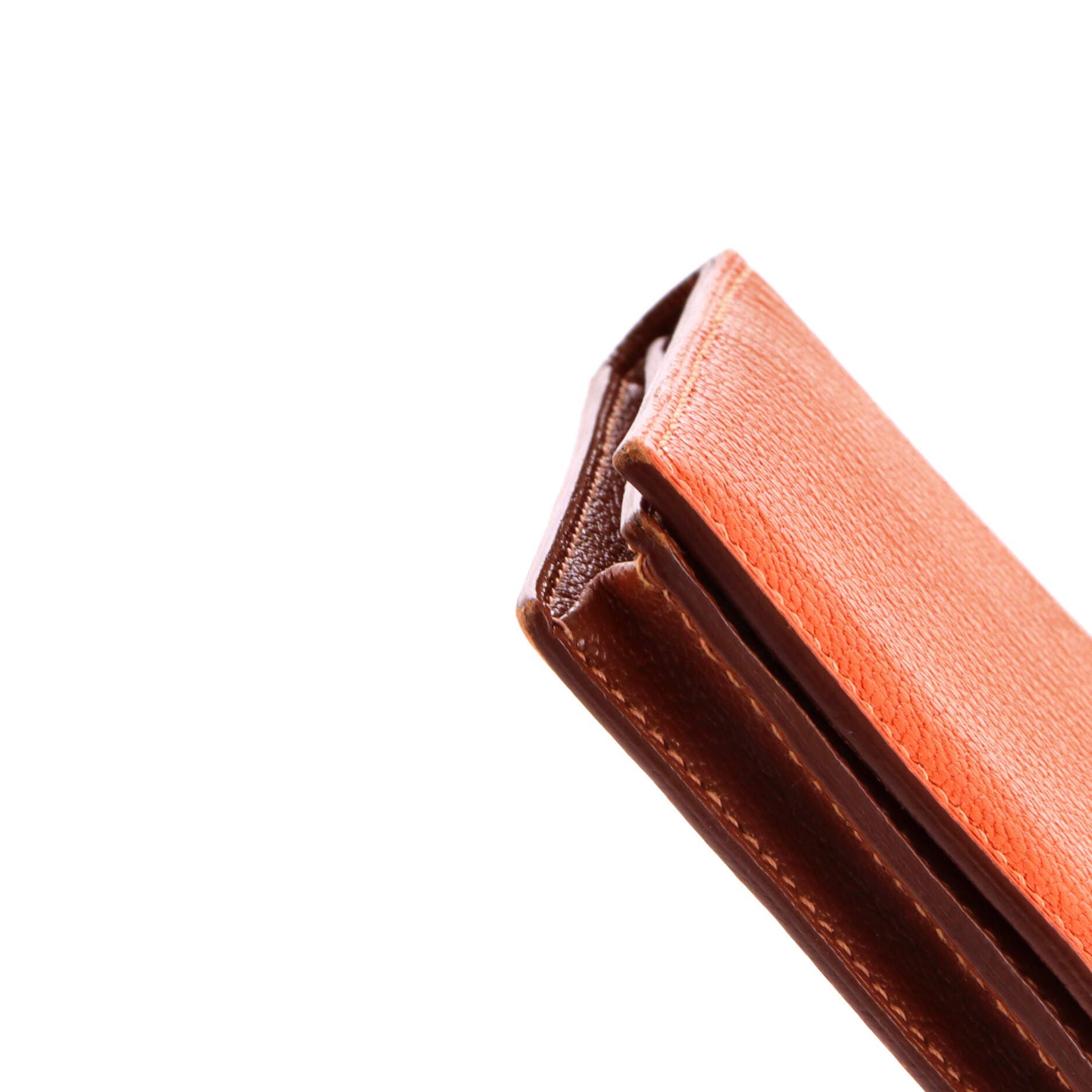 Pre-Owned Hermes Bearn Wallet Chevre Mysore Long, Alternate, color, Feu