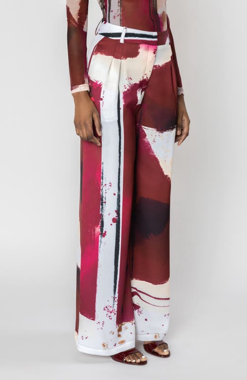 Israella Kobla Telsa High Waist Wide Leg Pants In Red Print