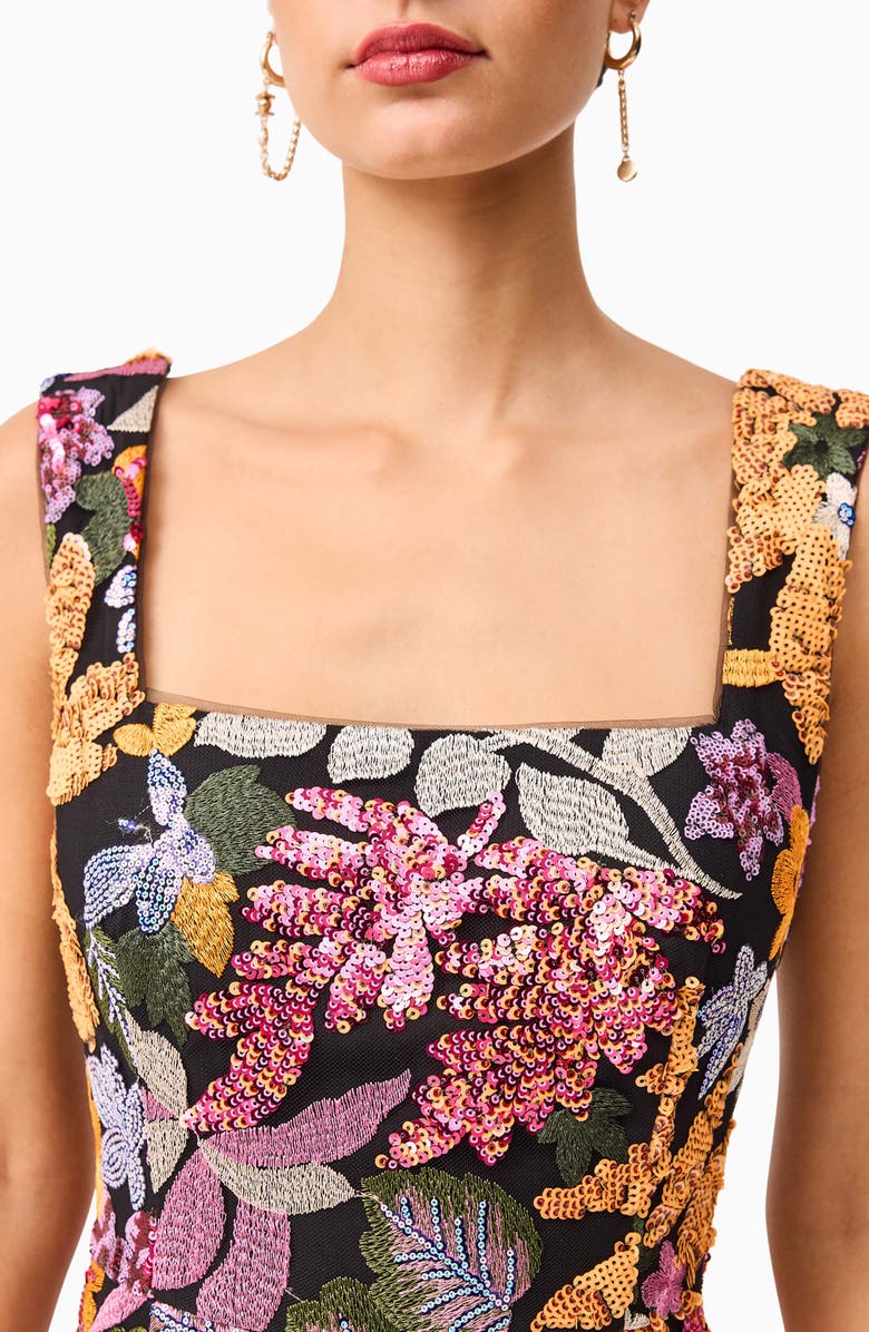 Elliatt Kiran Floral Embellished Sleeveless Minidress, Alternate, color, Black Multi