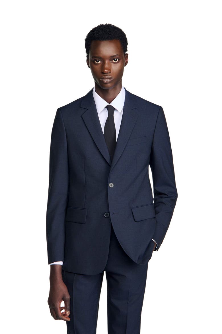 Virgin wool suit jacket, Alternate, color, Navy blue