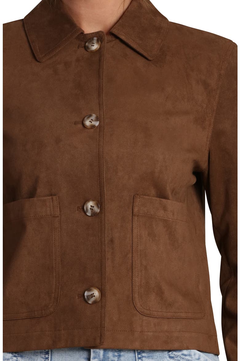 Faux Suede Jacket, Alternate, color, DEEP TOFFEE