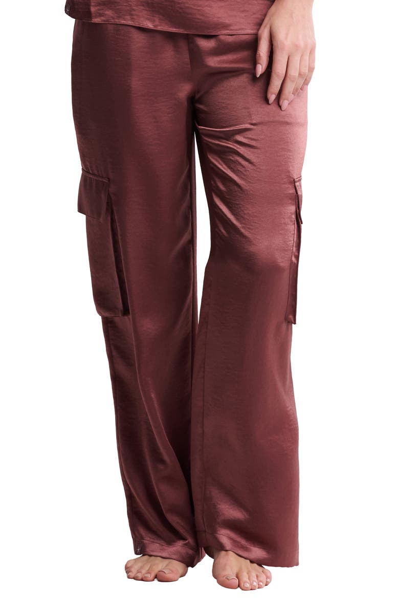 Barefoot Dreams<sup>®</sup> Liquid Satin Wide Leg Cargo Pants, Main, color, Canyon Rose