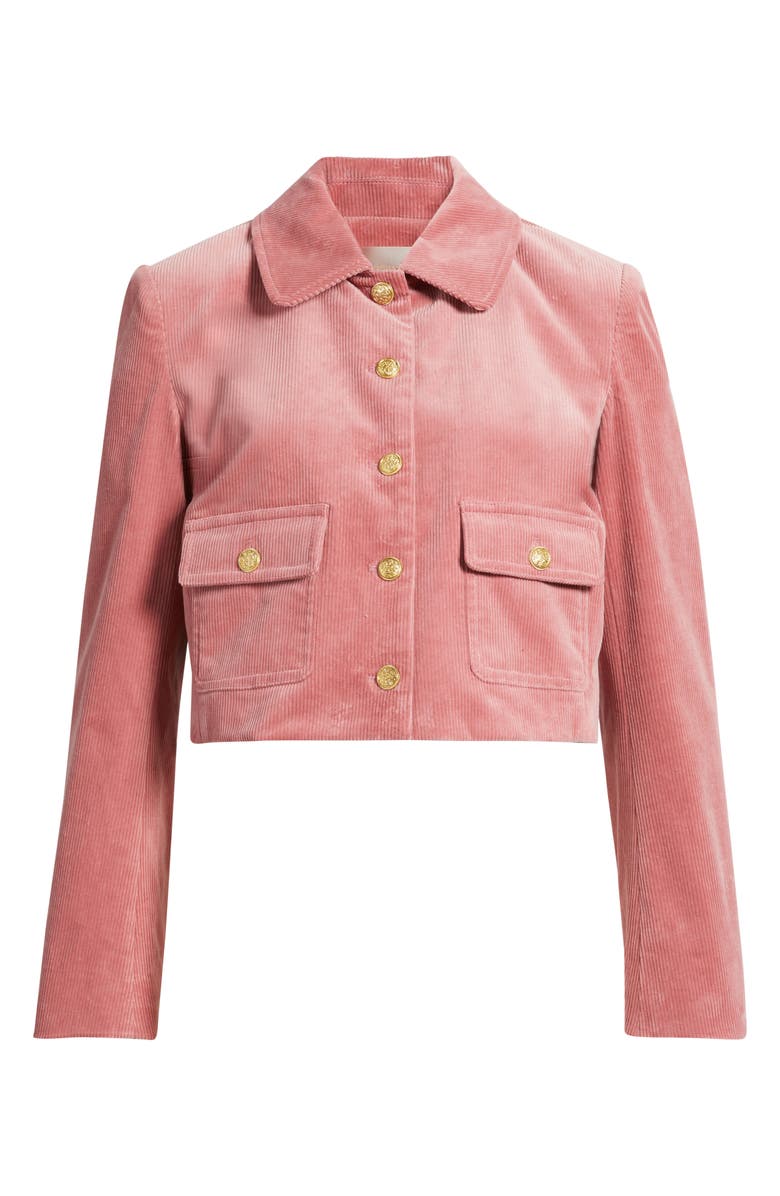 LoveShackFancy Aylin Corduroy Crop Jacket, Alternate, color, Rose