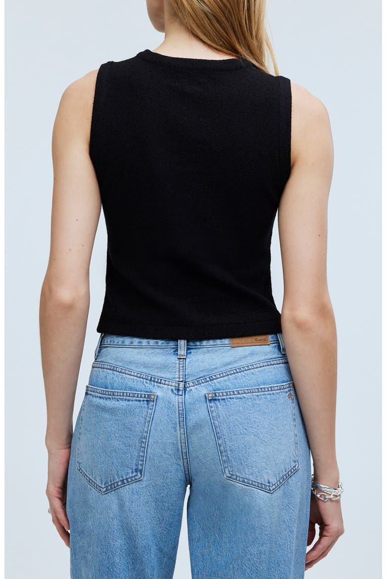 Split Crewneck Cardigan Tank, Alternate, color, TRUE BLACK