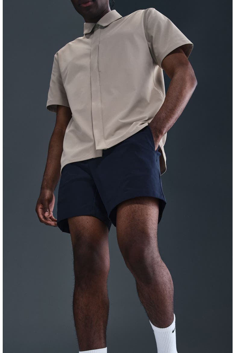 24.7 PerfectStretch Dri-FIT Flat Front Shorts, Alternate, color, OBSIDIAN/ BLACK