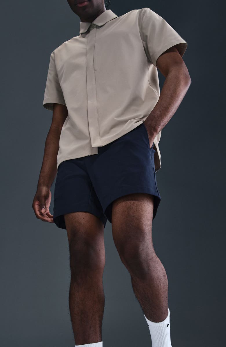 Nike 24.7 PerfectStretch Dri-FIT Flat Front Shorts, Alternate, color, Obsidian/ Black