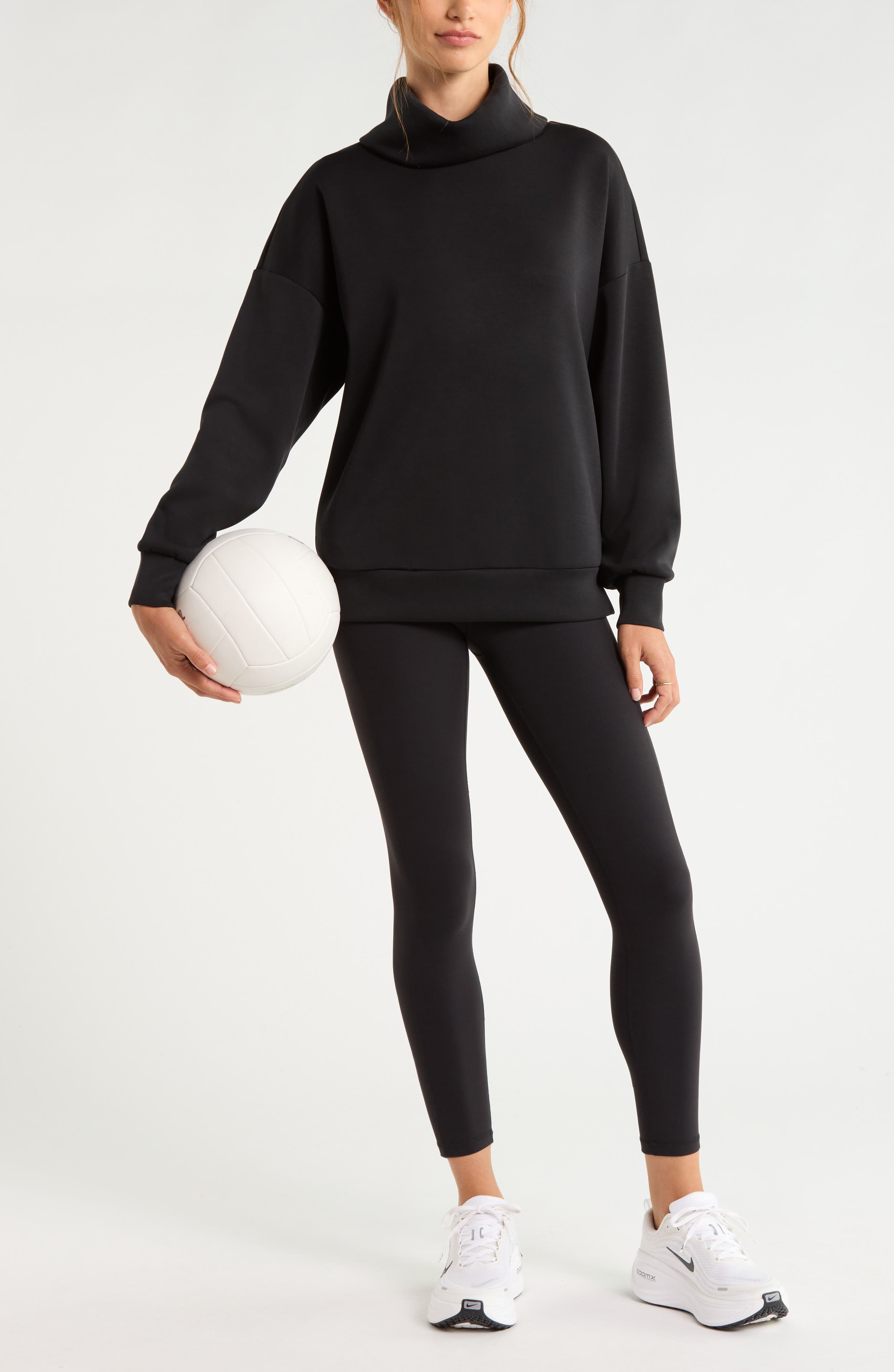 Zella Cozy Luxe Funnel Neck Sweatshirt (Women) | Nordstrom