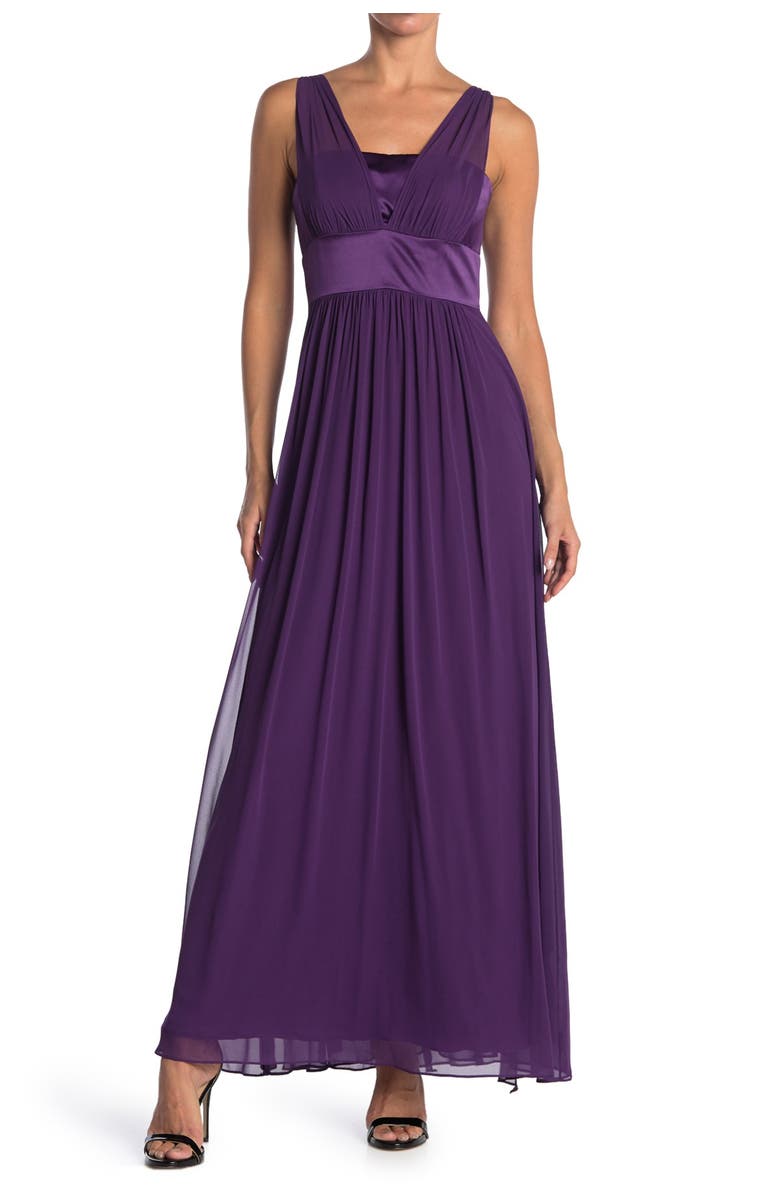 Dessy Collection Satin & Chiffon Dress, Main, color,