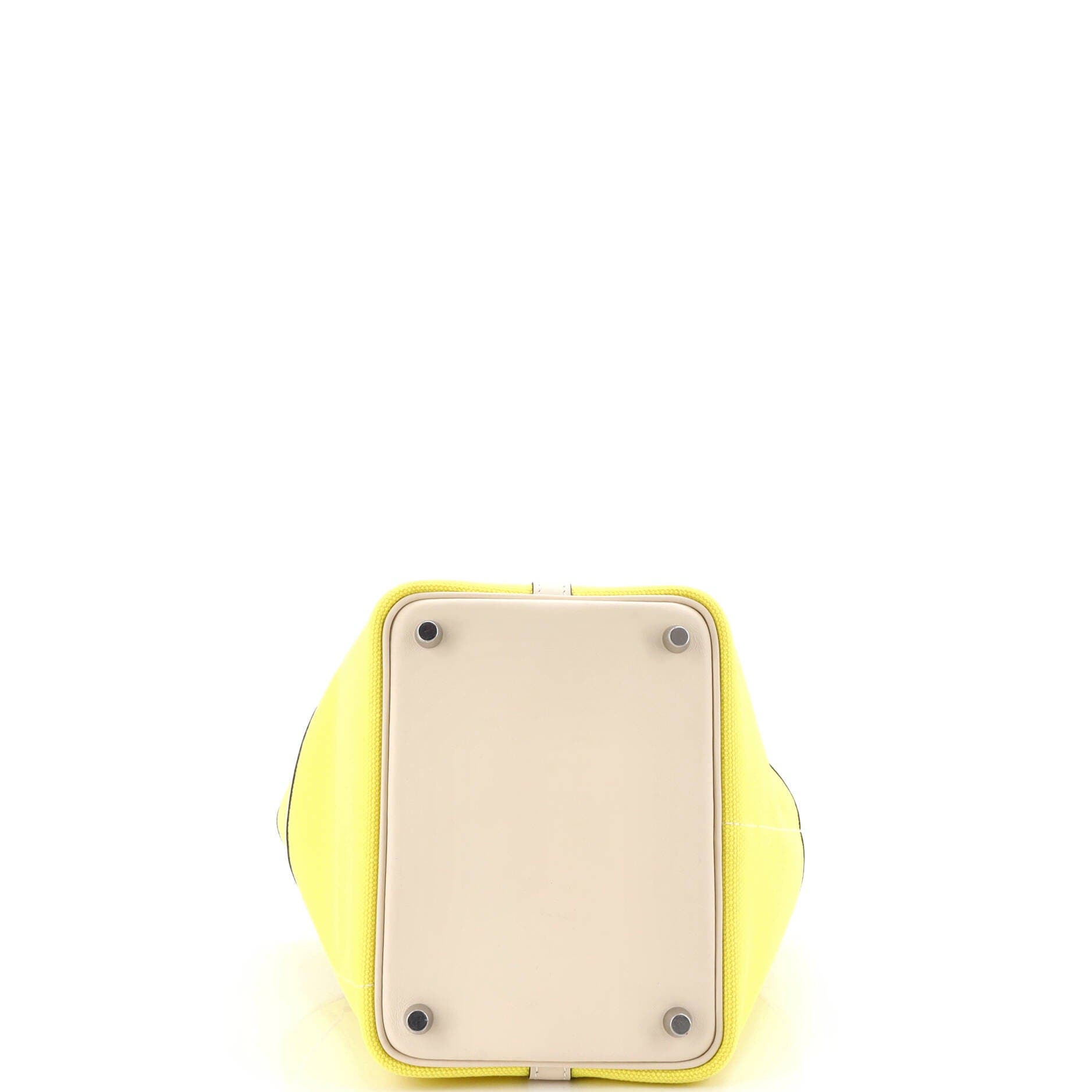 Pre-Owned Hermes Cargo Picotin Lock Bag Canvas and Swift PM, Alternate, color, Jaune Citron