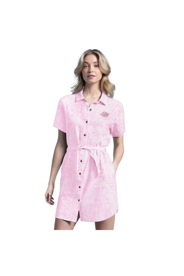 Women's Margaritaville  Pink Miami Dolphins Palm Linen Dress, Main, color, Pink