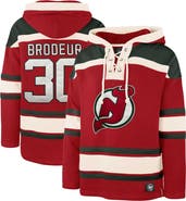'47 Men's '47 Martin Brodeur Red New Jersey Devils Retired Player Name & Number Lacer Pullover Hoodie
