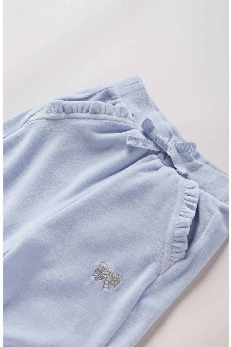 Kids' Ruffle Pocket Velour Pants, Alternate, color, BLUE XENON BOW EMB