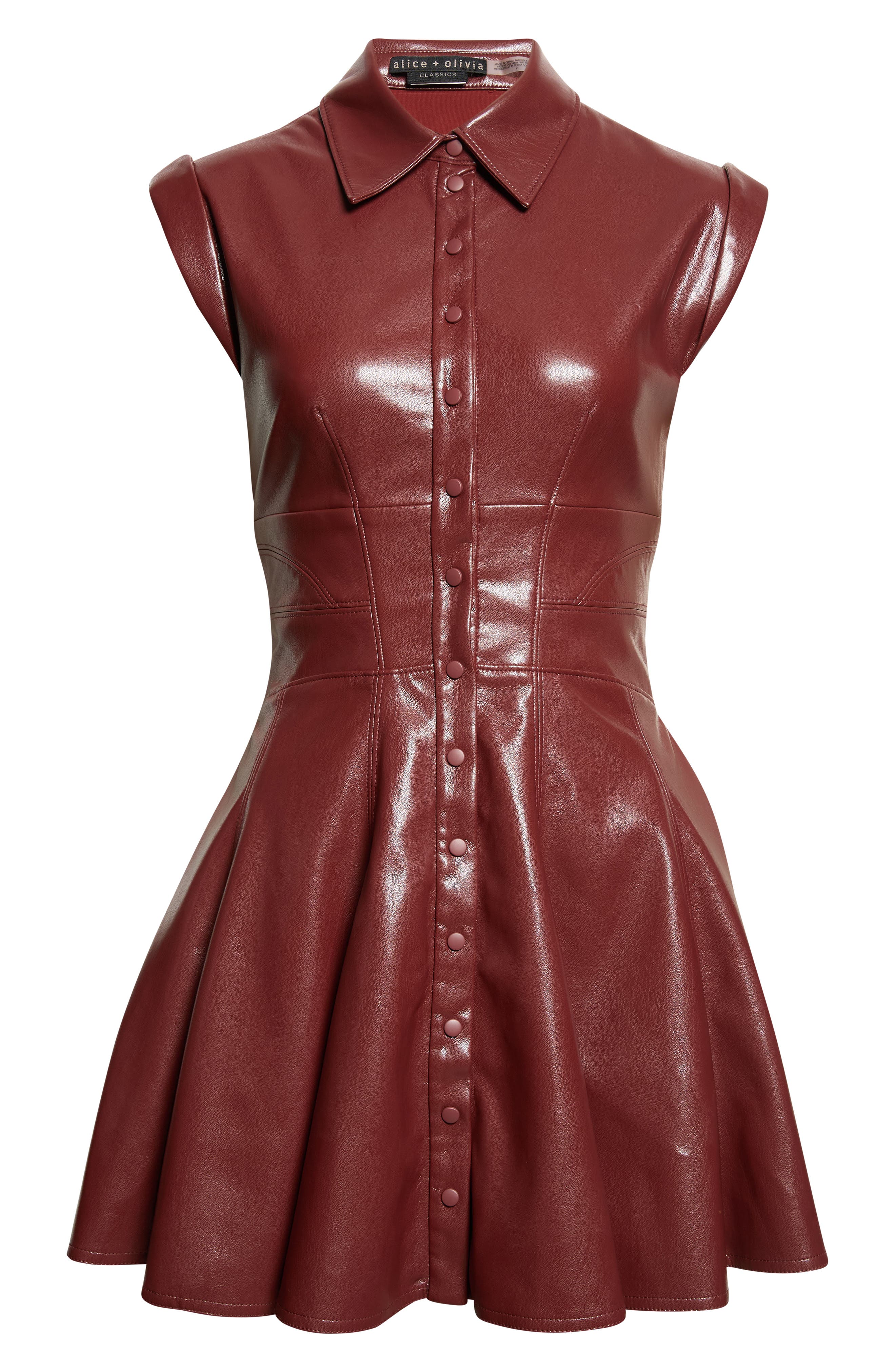 alice and olivia red leather dress + Kim Faux Paneled Minidress (Women) Jacket dress