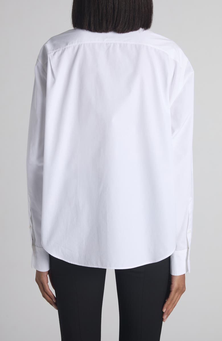 McQueen Crystal Embellished Cotton Poplin Button-Up Shirt, Alternate, color, Opticalwhite