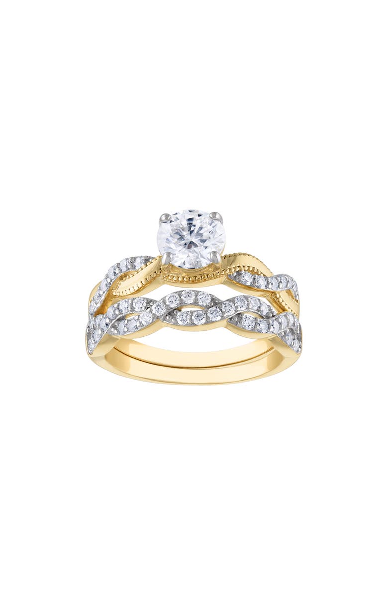 FZN 14K Gold Plated Silver Lab Grown Moissanite Ring, Main, color, Yellow Gold