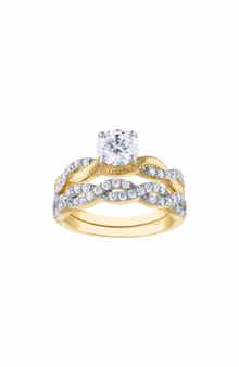 FZN 14K Gold Plated Silver Lab Grown Moissanite Ring