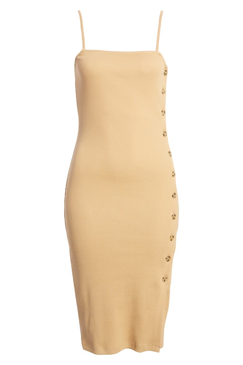 Tommy Button Detail Rib Sheath Dress, Alternate, color, PALM SUEDE