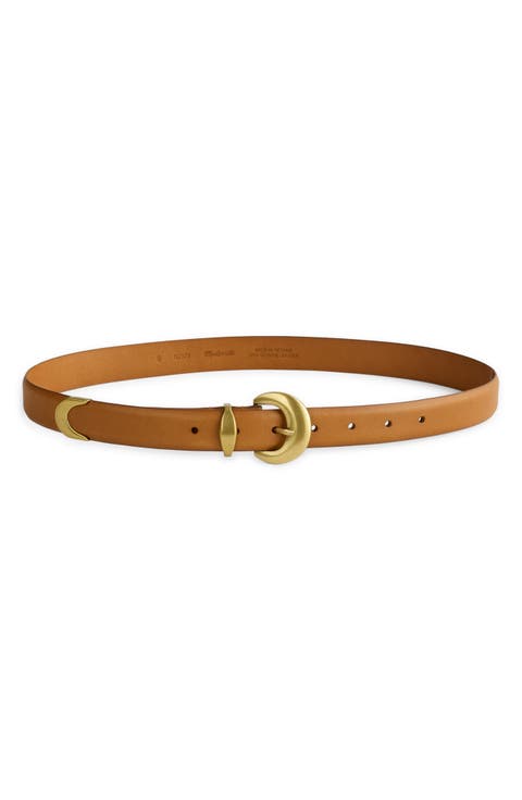 Wide Domed Buckle Leather Belt