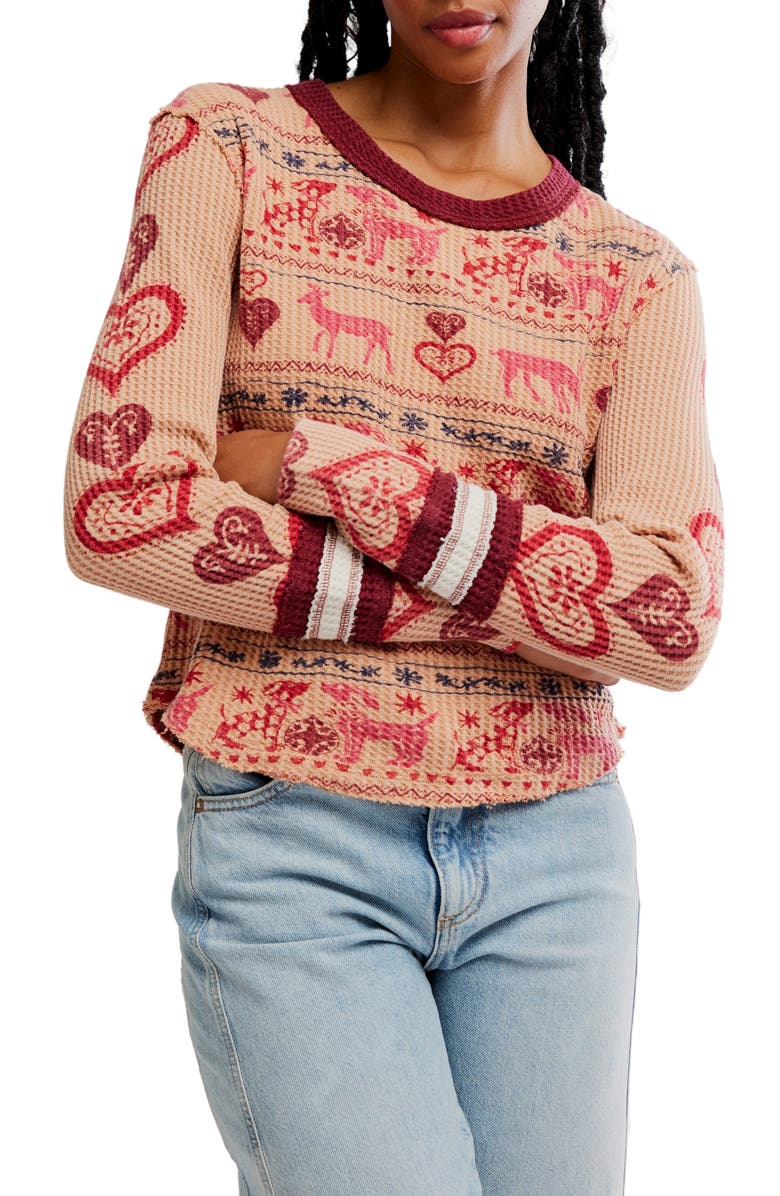 Free People Blissful Layering Long Sleeve T-Shirt, Main, color, Latte Combo