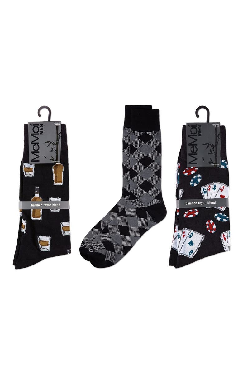 Hobby Assorted 3-Pack Crew Socks, Alternate, color, BLACK