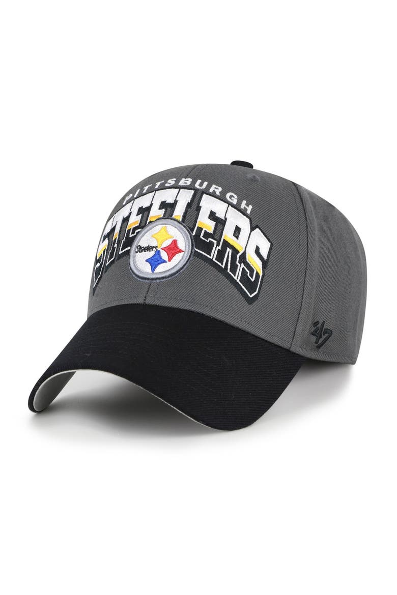 Men's '47 Charcoal Pittsburgh Steelers Split Block MVP Adjustable Hat, Main, color, Charcoal
