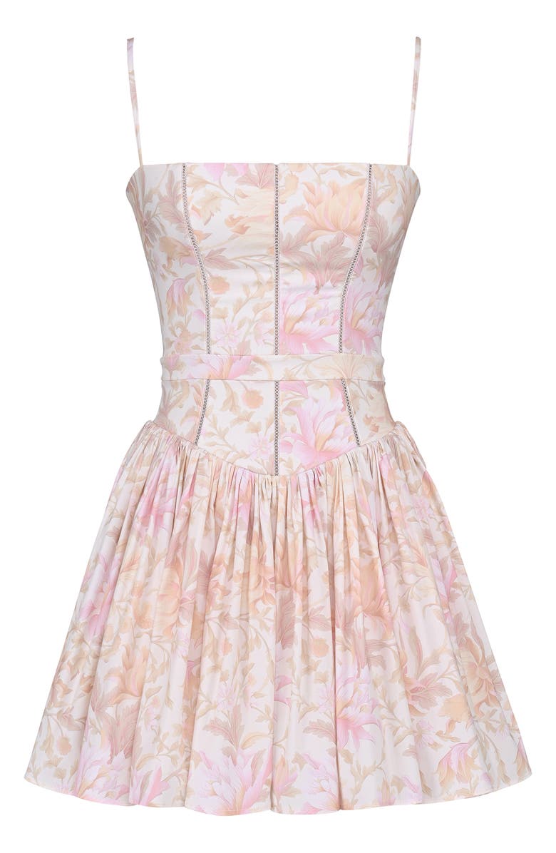 HOUSE OF CB Ysabella Stretch Cotton Minidress, Alternate, color, Pink Floral Print