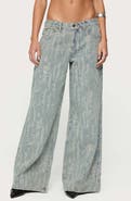 EDIKTED Blazer Distressed Low Rise Wide Leg Jeans