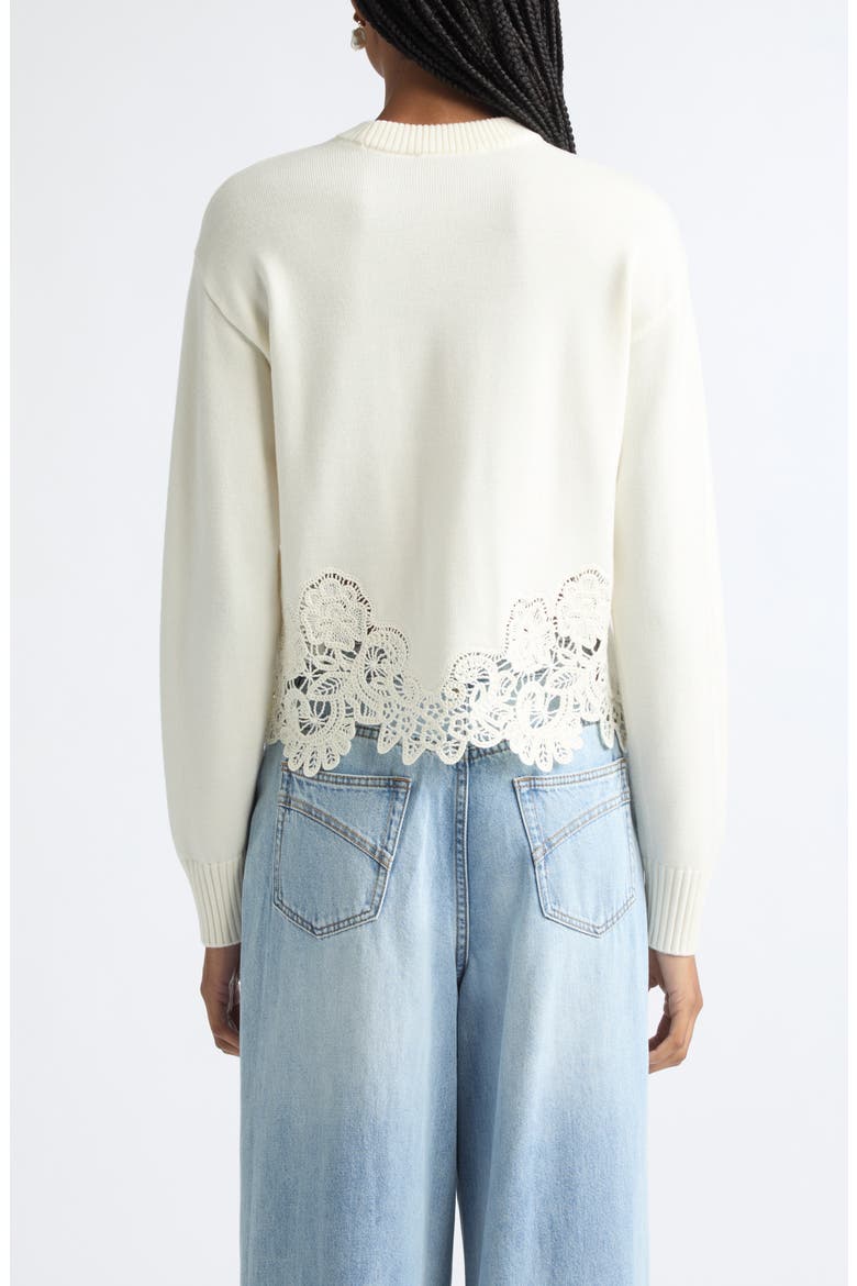 Valiant Lacy Trim Merino Wool Sweater, Alternate, color, CREAM