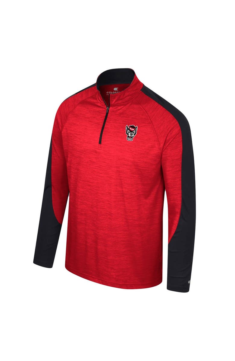 COLOSSEUM Men's Colosseum Red NC State Wolfpack Langmore Raglan Quarter-Zip Top, Alternate, color, 