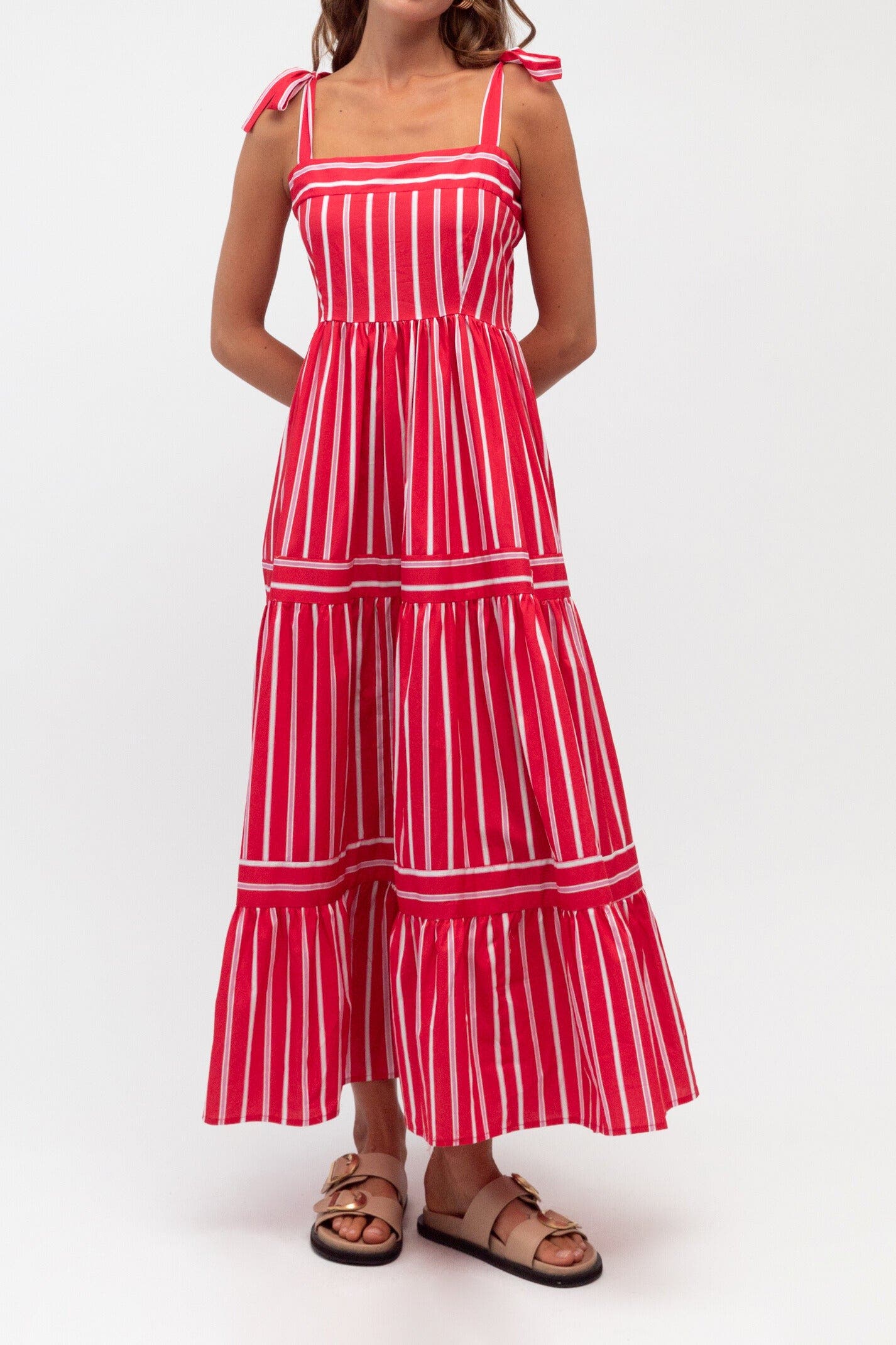 red white striped maxi dress J. Crew High Low Sleeveless Size XL Tall Stripe The sleeveless design and relaxed silhouette keep things comfortable Vintage Striped Dress, 70s Dress,