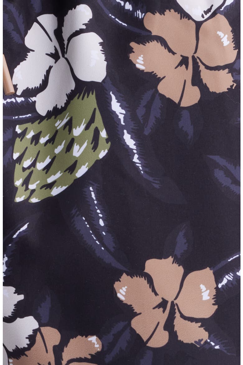 Piranha Floral Swim Trunks, Alternate, color, BLK