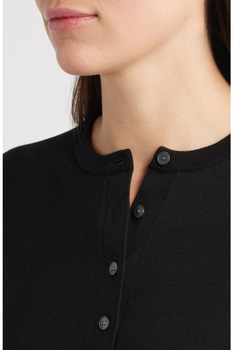 Cotton Crewneck Cardigan, Alternate, color, JET BLACK
