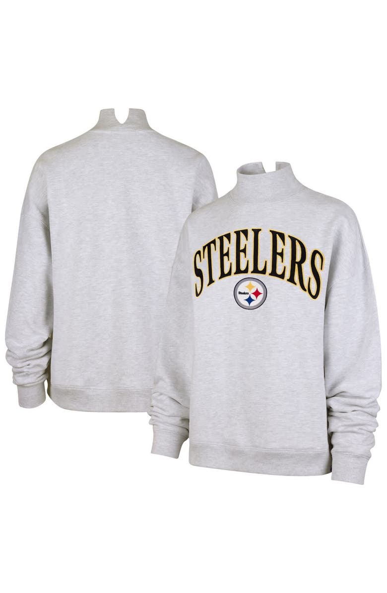 '47 Women's '47 Heather Gray Pittsburgh Steelers Vantage Mock Neck Pullover Sweatshirt, Alternate, color,