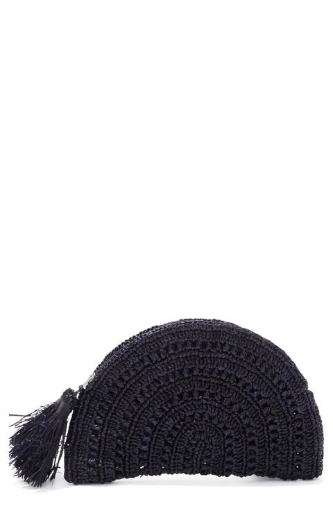 Raffia Moon Clutch
