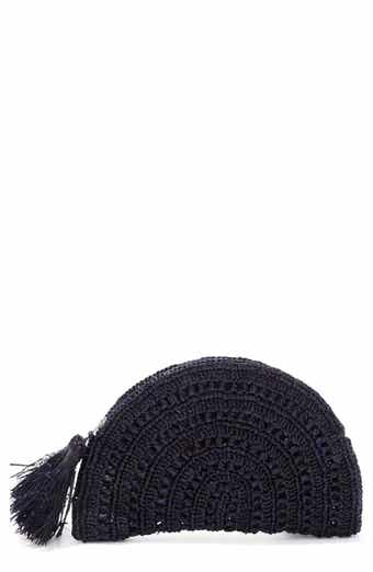 Adornia Raffia Moon Clutch