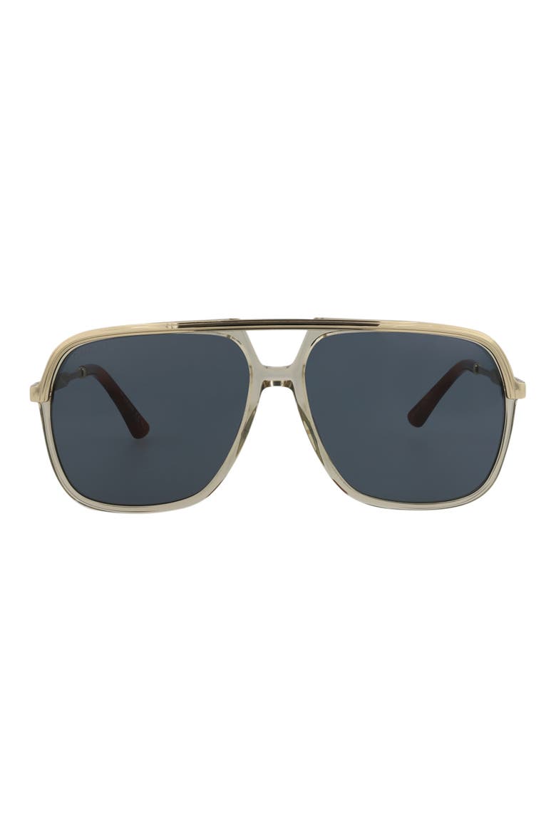 57mm Aviator Sunglasses, Main, color, BROWN GOLD BLUE