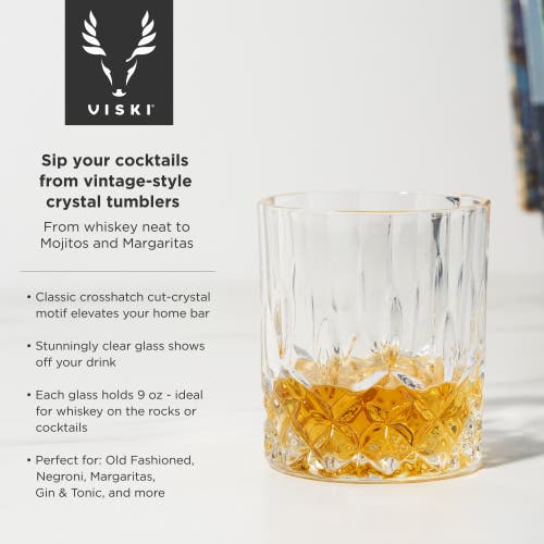 Viski Admiral Crystal Rocks Glasses