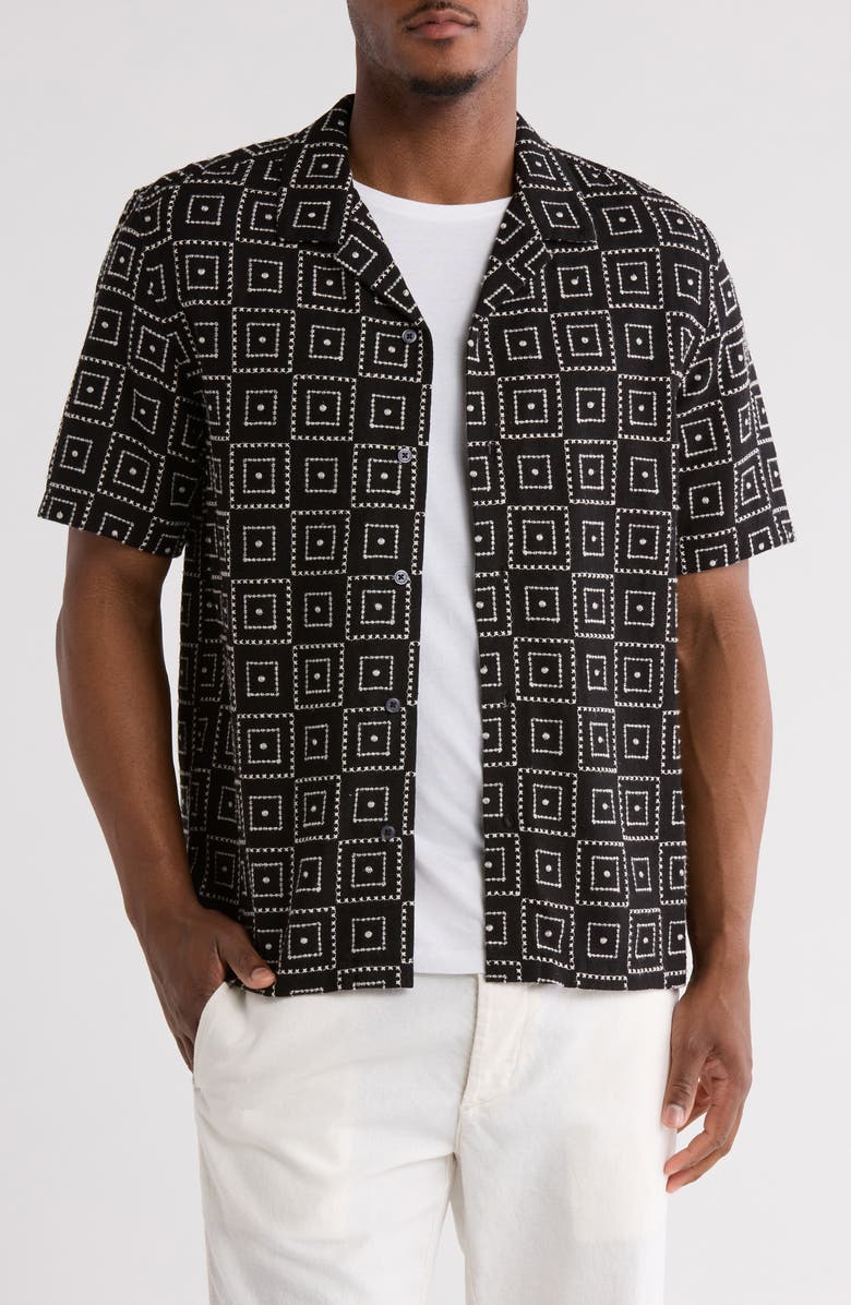 TRUTH Short Sleeve Button Front Embroidered Shirt, Main, color,