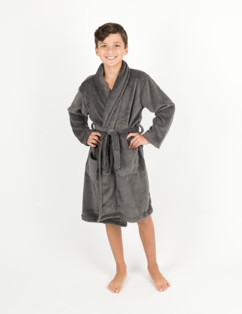 Kids Fleece Robe, Shawl Collar, Solid Colors