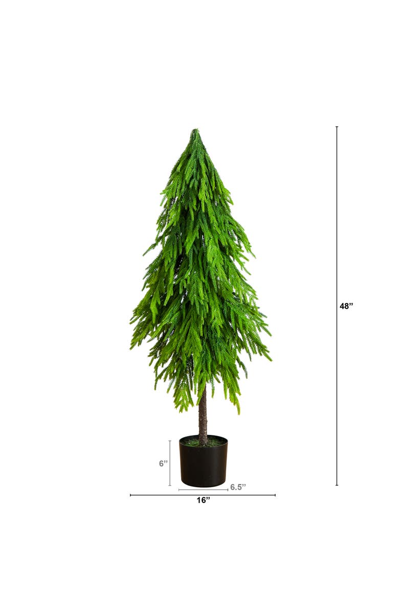 NEARLY NATURAL 4-ft Artificial Real Touch Down Swept Norfolk Pine Tree with Natural Look, Alternate, color, Green