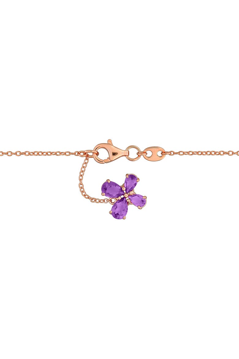 Multi-Gem Butterfly & Flower Necklace Rose Silver, Alternate, color, Rose-Plated Sterling Silver