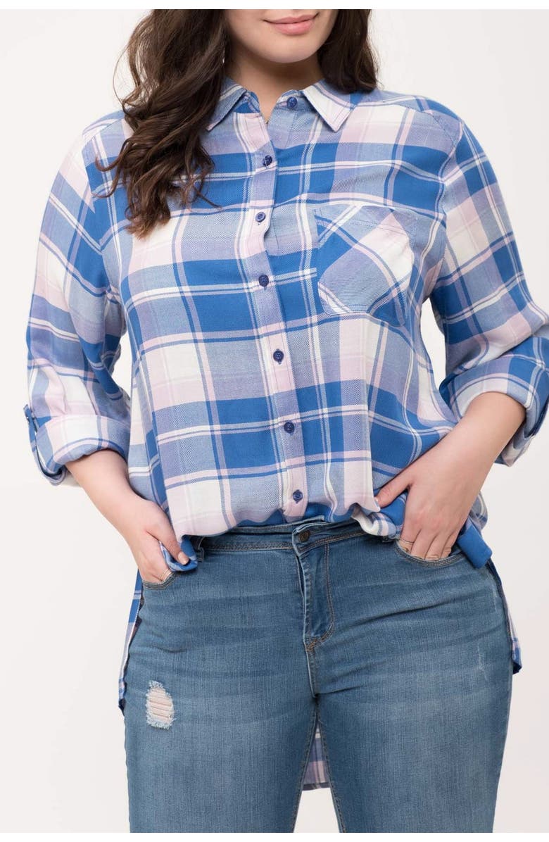 PERCH BY BLU PEPPER Plaid Button-Down Shirt, Alternate, color, 