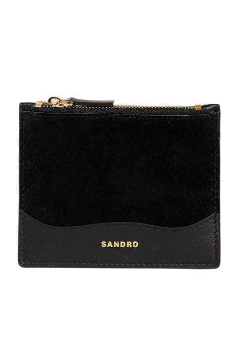 Leather and suede cardholder