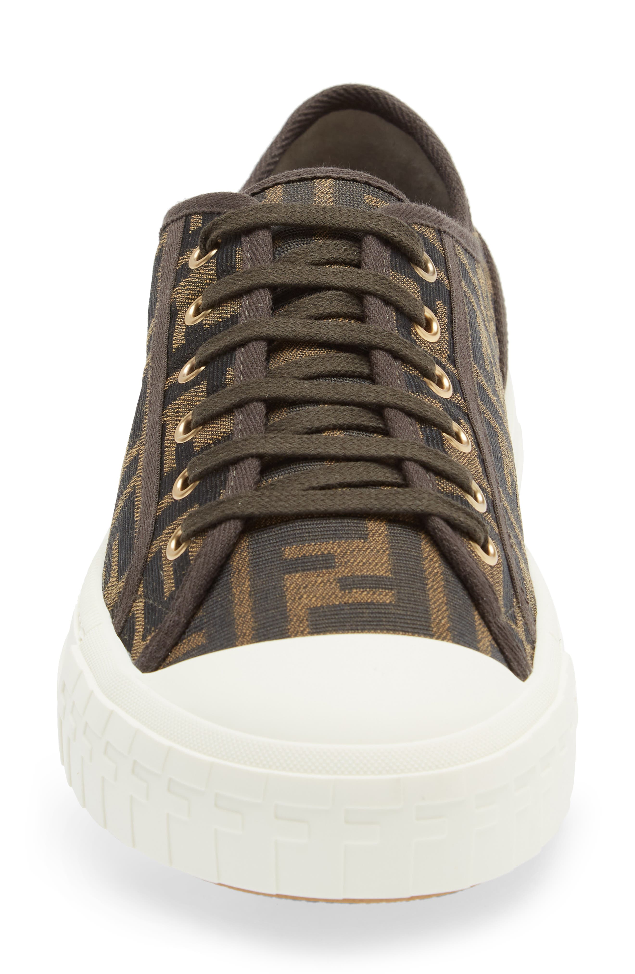 Fendi FF Domino Low Top Sneaker, Alternate, color, Brown/ Black