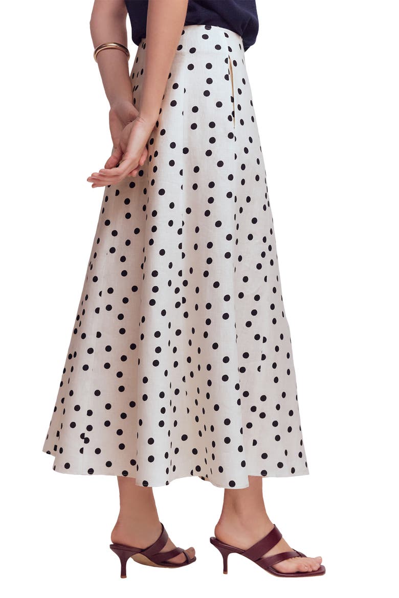 Miriam Linen Maxi Skirt, Alternate, color, IVORY PAINTED DOT