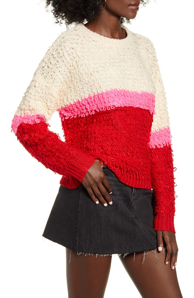 Woven Heart Bold Stripe Sweater, Alternate, color, 