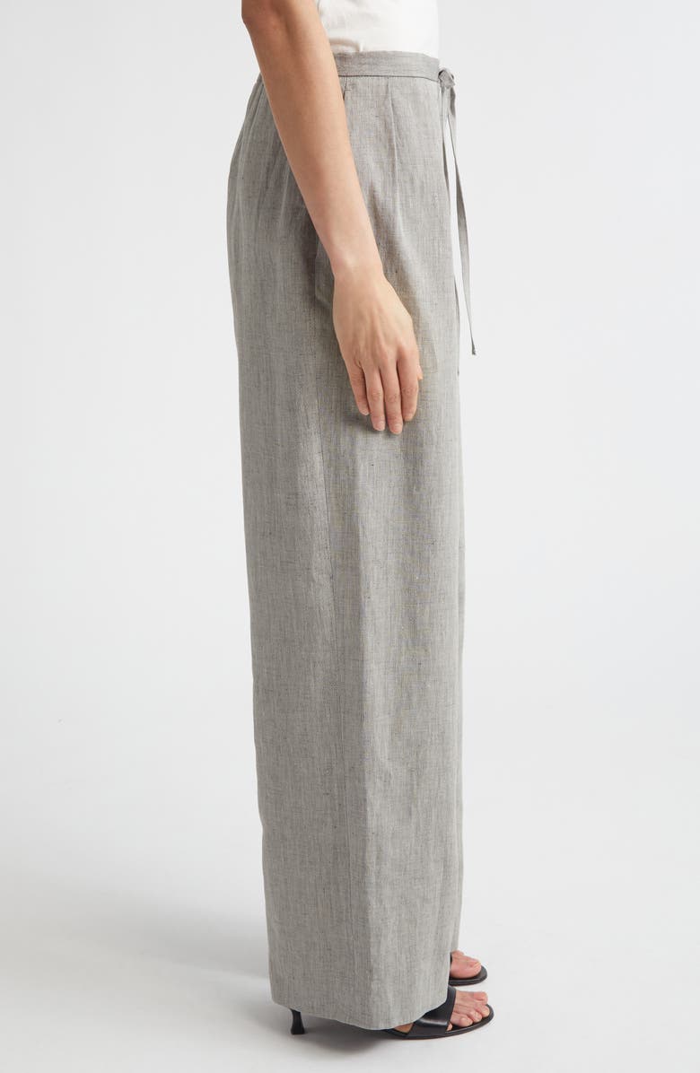 LOULOU DE SAISON Clark Loose Fit Mélange Linen & Cotton Wide Leg Pants, Alternate, color, Grey Melange