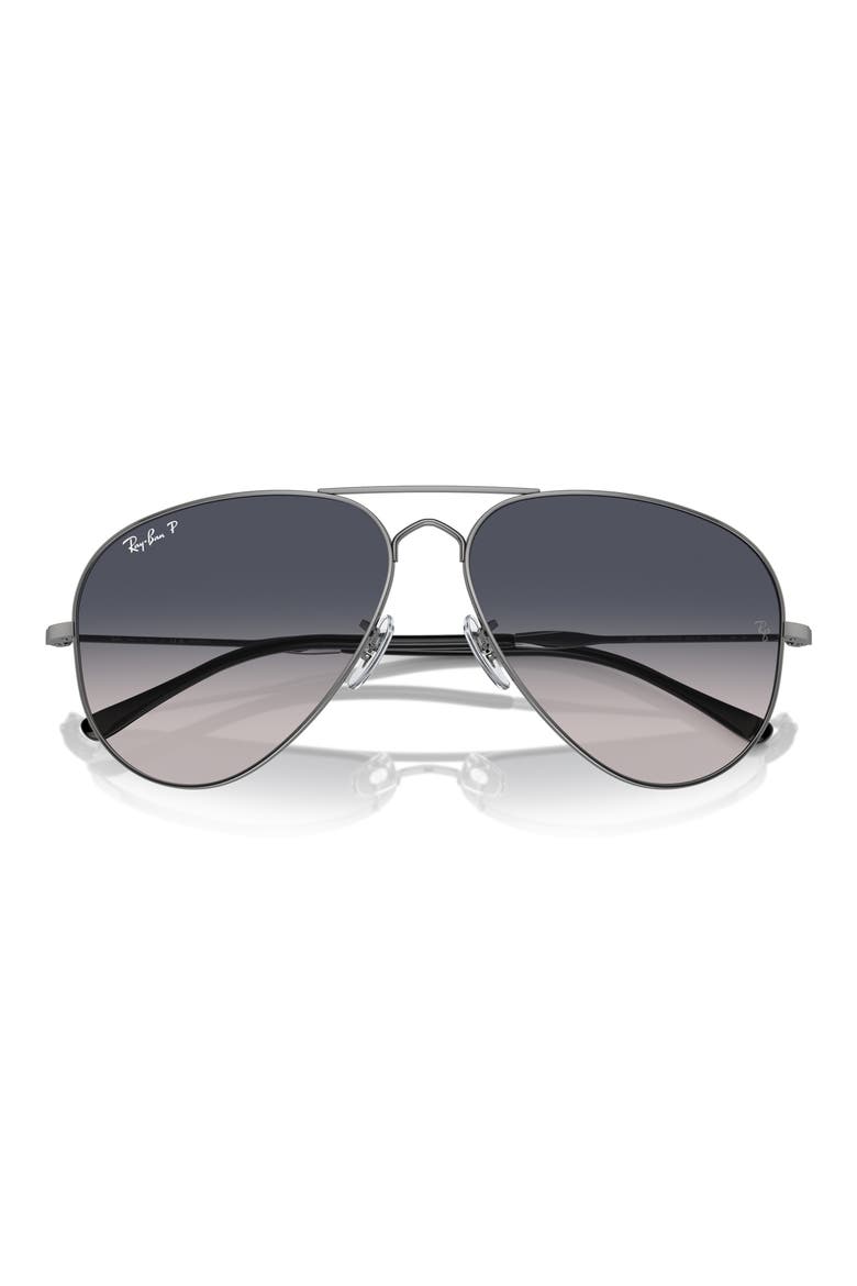 Old Aviator 62mm Gradient Polarized Oversize Sunglasses, Alternate, color, GUNMETAL