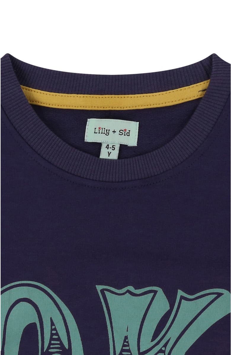 Lilly + Sid Organic Cotton Ok Slogan Print Sweatshirt, Alternate, color, Navy