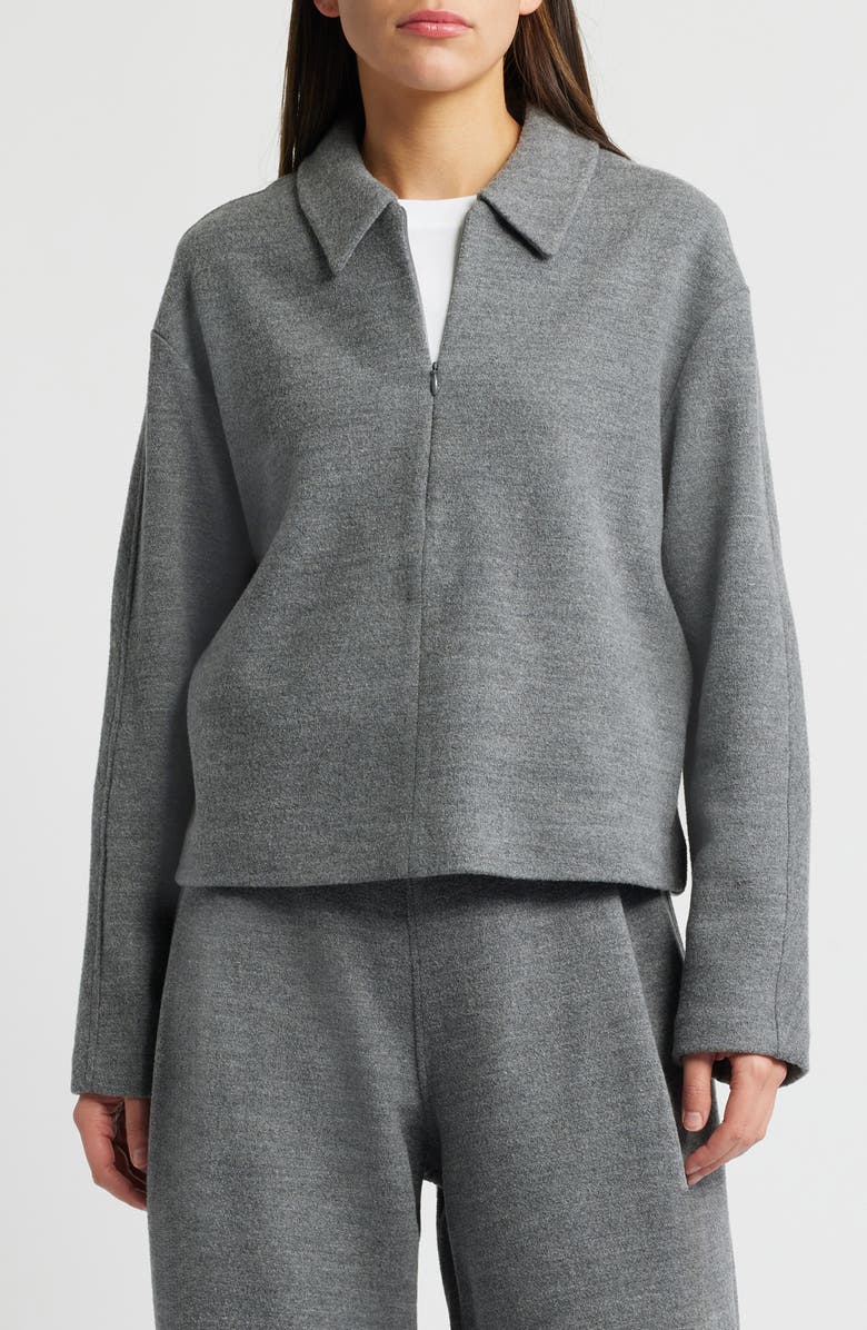 COS Front Zip Boiled Wool Blend Jacket, Main, color, 